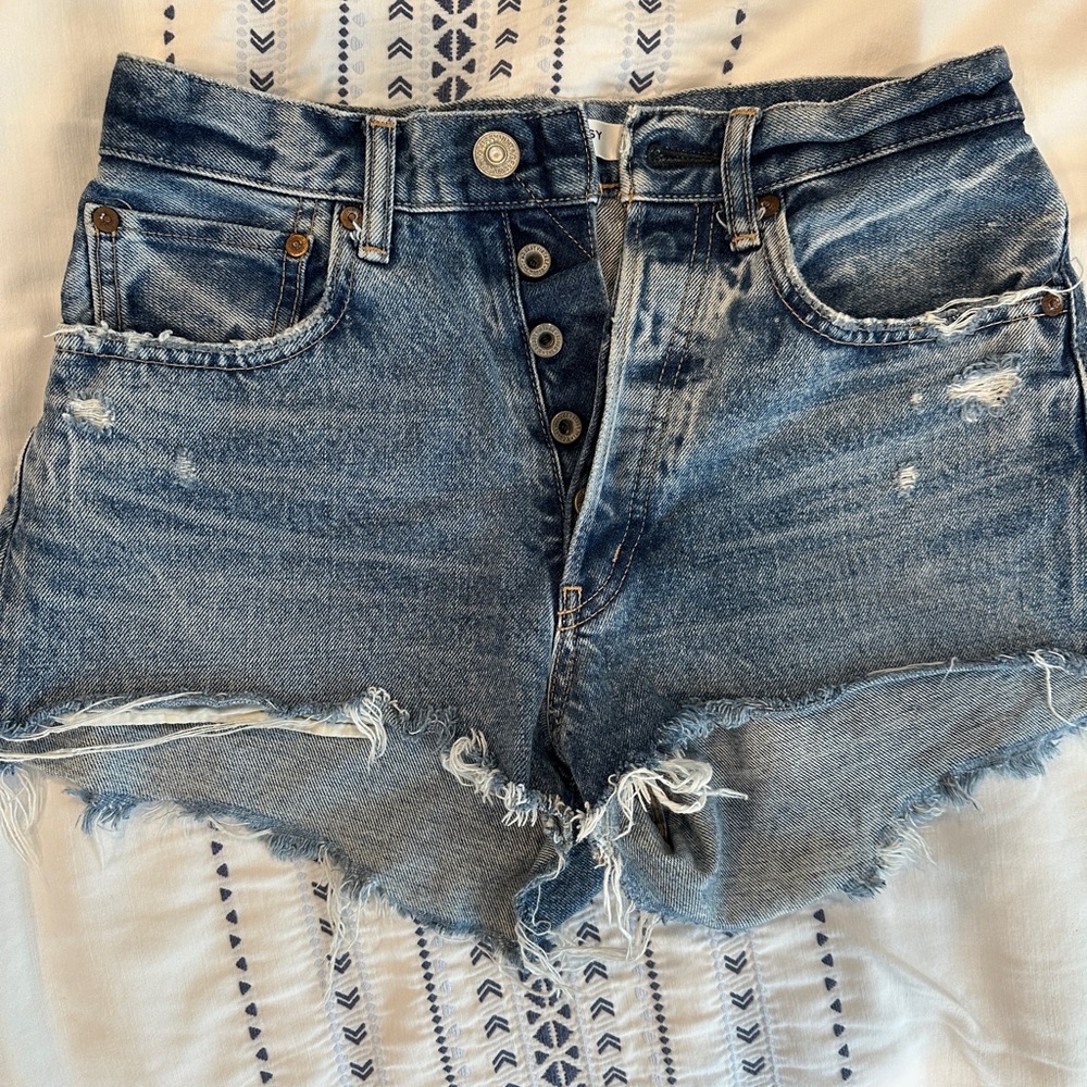 Moussy Blue Jean Shorts Distressed Vintage Style